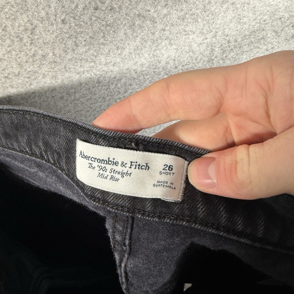 Abercrombie & Fitch 90s straight mid rise jeans womens 26 short black denim pant - Picture 7 of 8